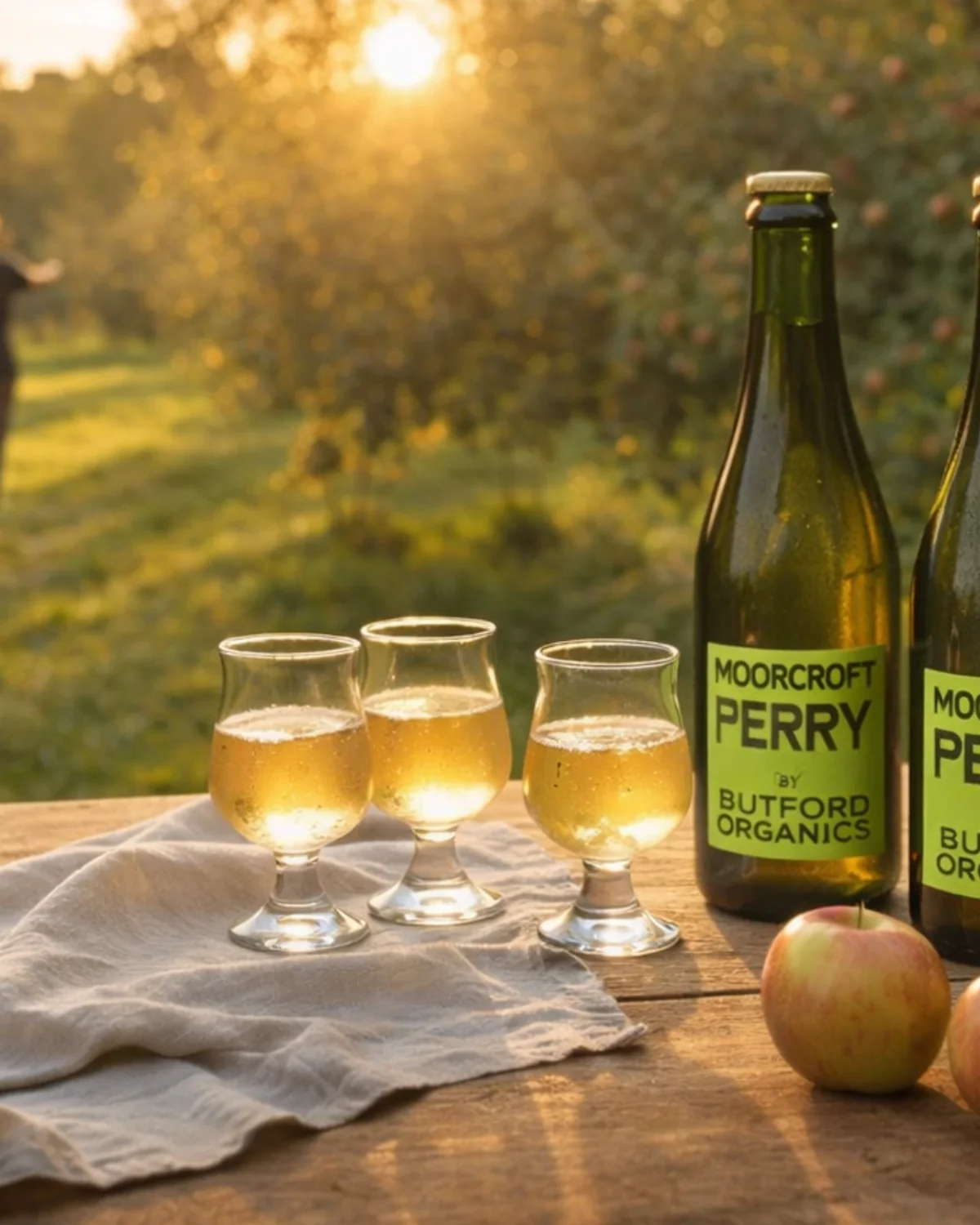 Organic cider tour in Herefordshire - people enjoying cider tasting in the orchard