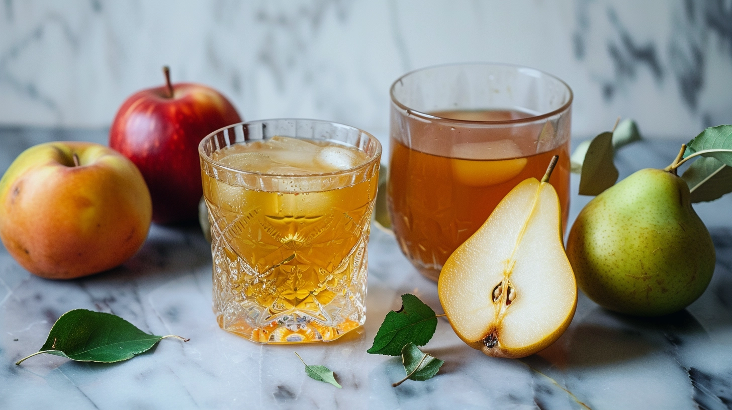 perry-vs-pear-cider compared side by side in an image
