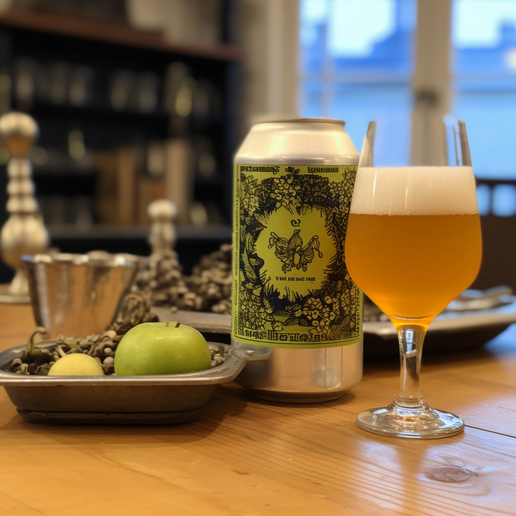 what-is-hopped-cider-on-a-table-with-a-glass-and-can