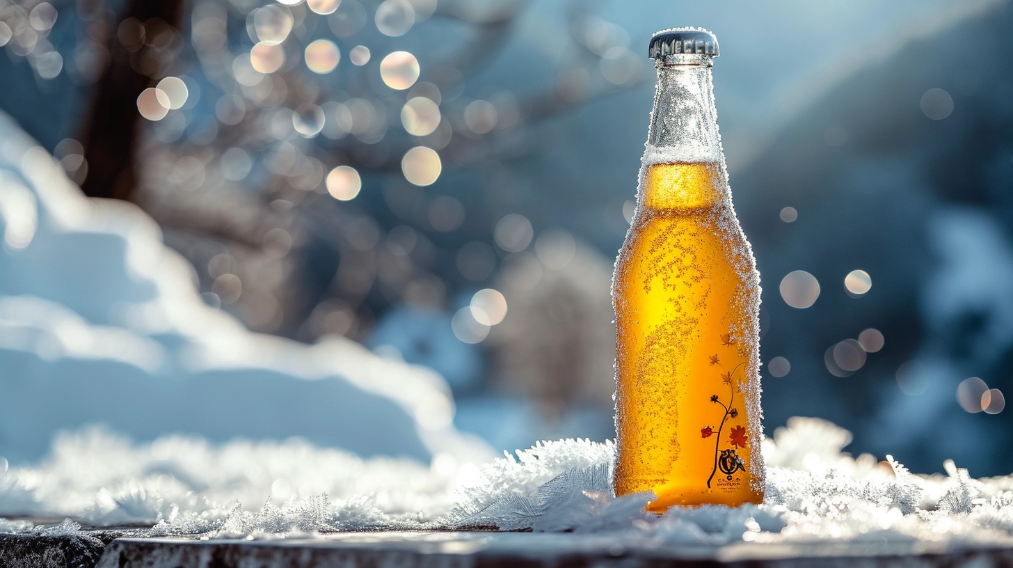 what-is-ice-cider-outside-in-the-snow-in-a-bottle